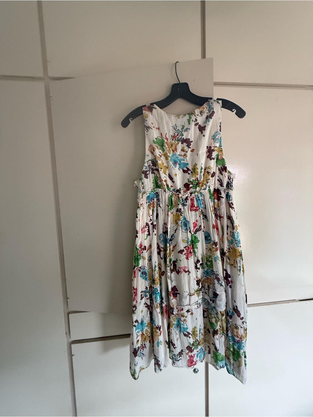 White Floral Midi Dress with Multicolor Print size 12